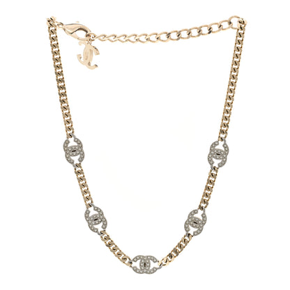 Chanel Crystal Chain CC Necklace Gold Silver 3 of 5