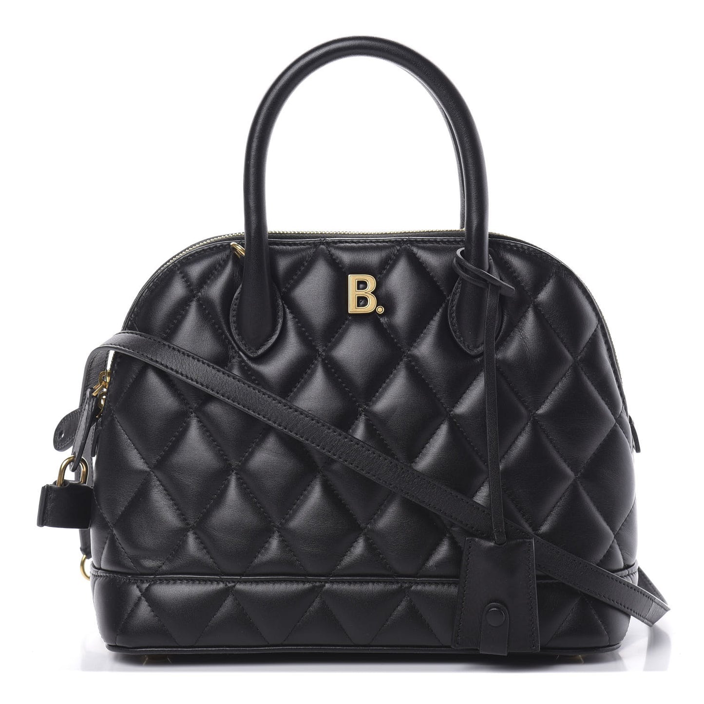 Nappa Calfskin Quilted Small Ville Top Handle Bag Black