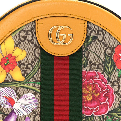Gucci GG Supreme Monogram Flora Web Mini Ophidia Round Shoulder Bag Beige Multicolor Crop 8 of 12