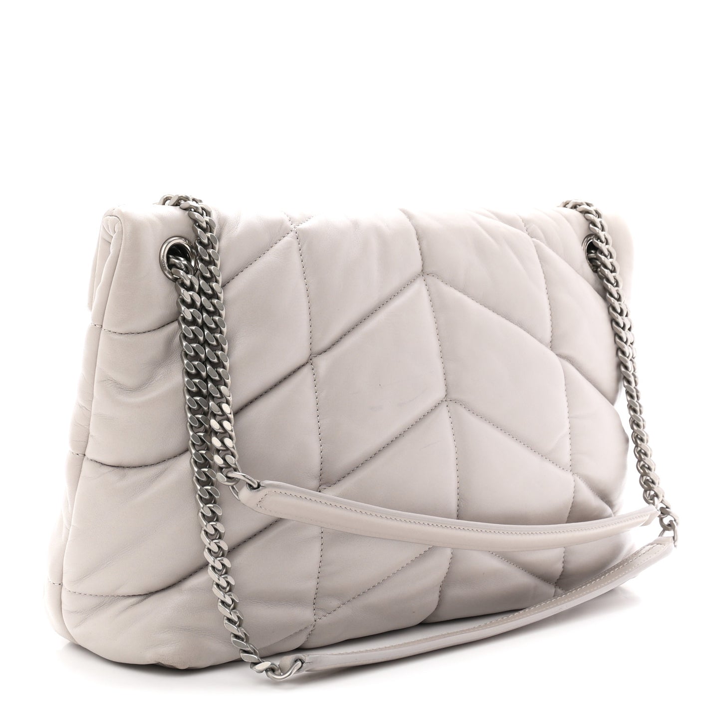 Lambskin Quilted Medium Loulou Puffer Monogram Chain Satchel Granite