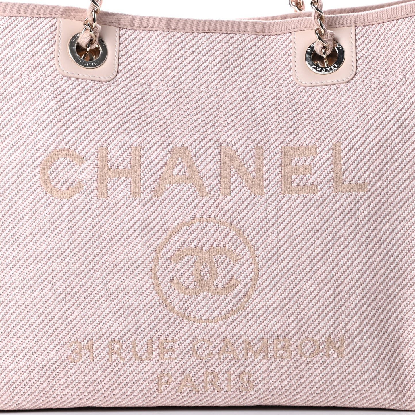 Mixed Fibers Calfskin Small Deauville Tote Beige