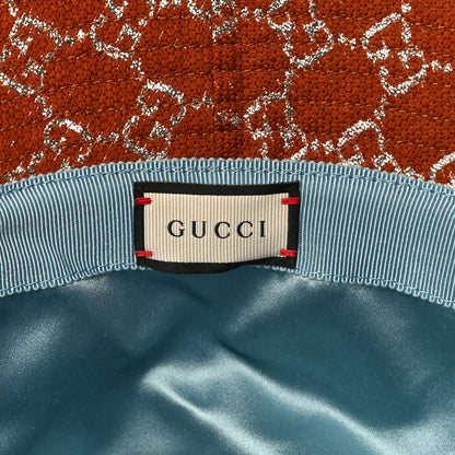Gucci Canvas Lame GG Monogram Bucket Hat S Burnt Orange Silver 5 of 6