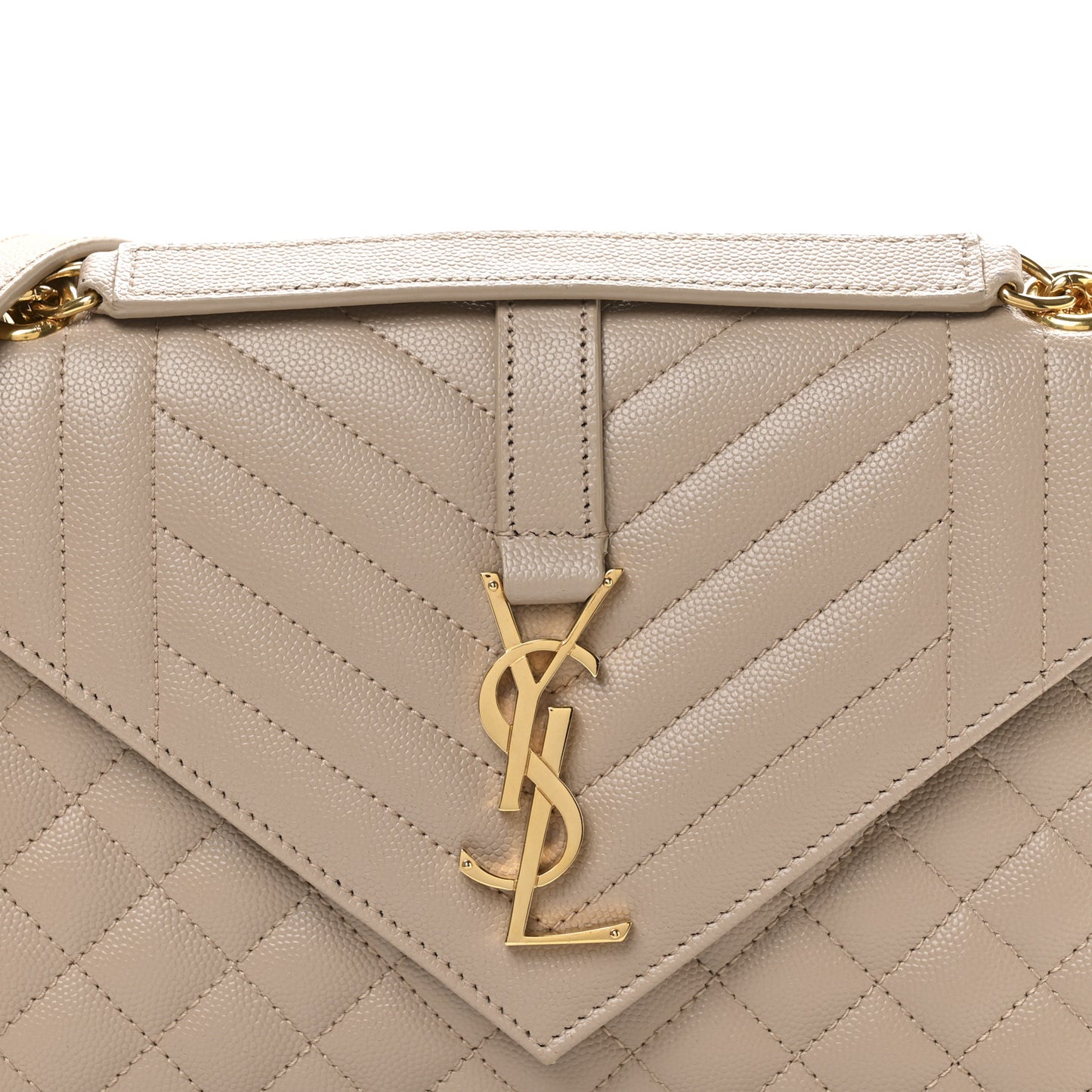 Grain De Poudre Textured Mixed Matelasse Medium Triquilt Monogram Satchel Dark Beige