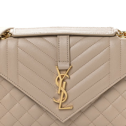 Saint Laurent Grain De Poudre Textured Mixed Matelasse Medium Triquilt Monogram Satchel Dark Beige 7 of 9