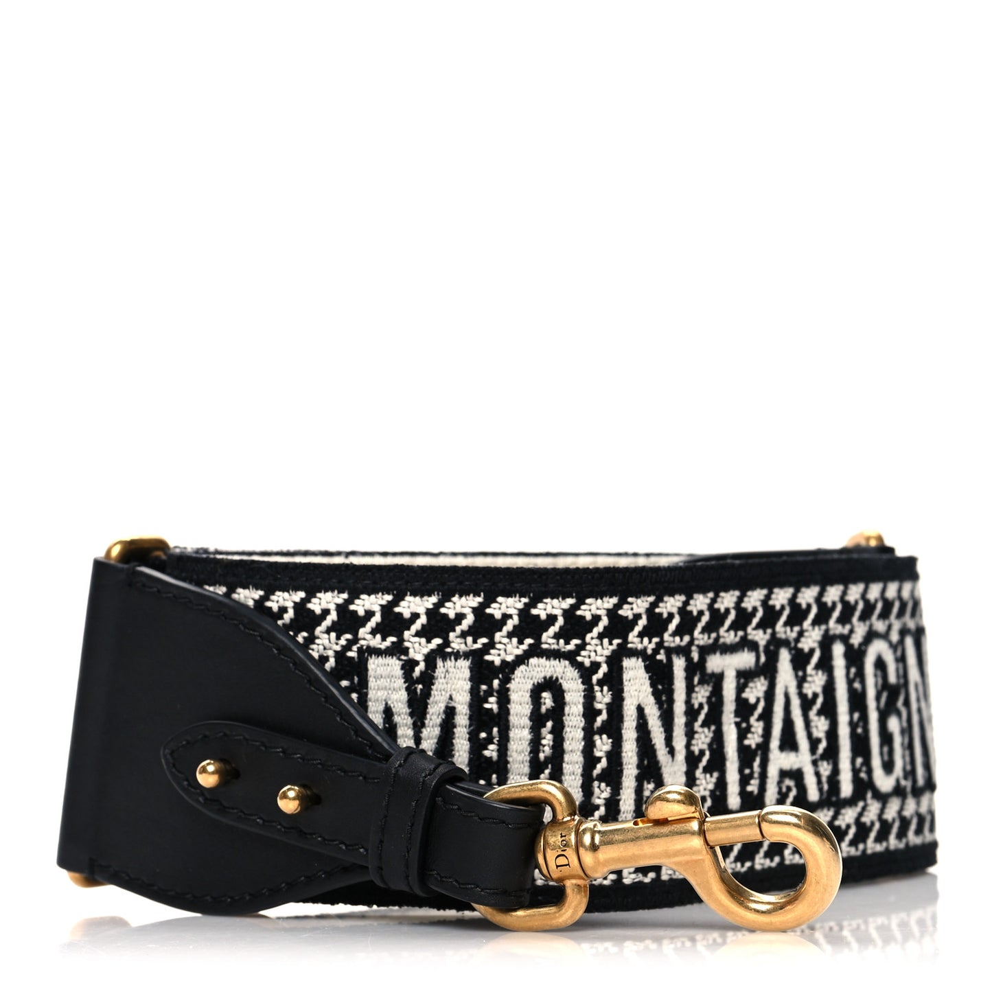 Canvas Houndstooth Embroidered 30 Montaigne Shoulder Strap Black White
