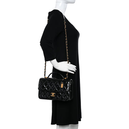 Chanel Patent Quilted Small School Memory Top Handle Flap Black 2 of 12