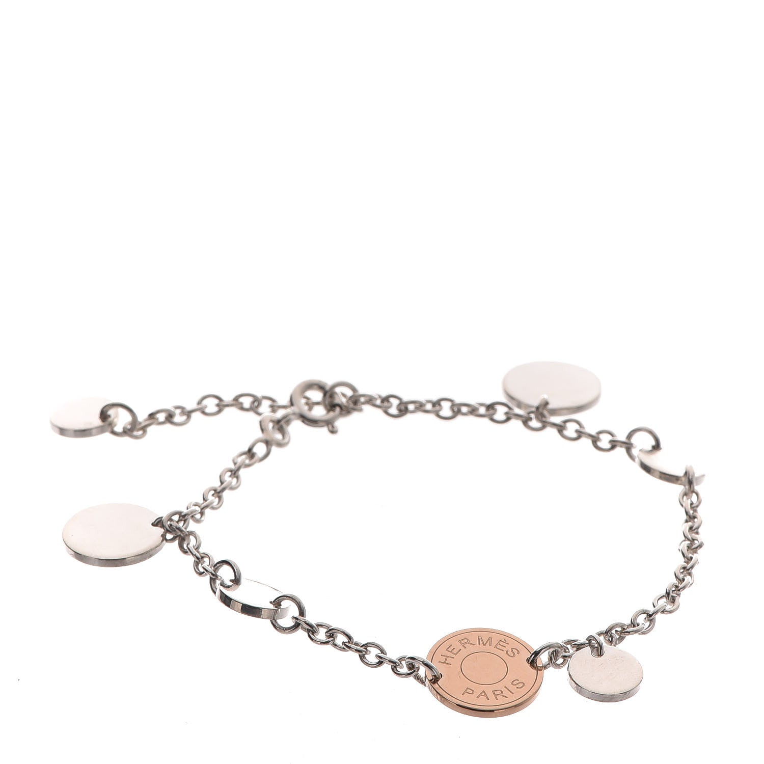 Hermes Sterling Silver 18K Rose Gold Confettis Bracelet SH 1 of 8