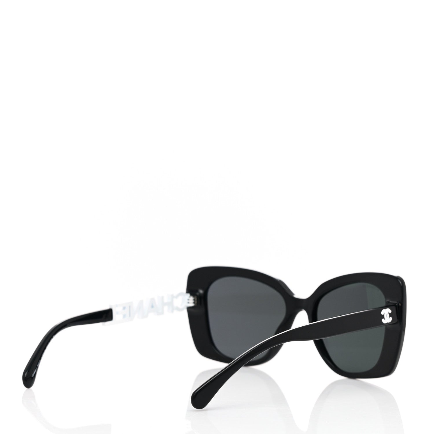 Chanel Acetate Strass Square Sunglasses 5422-B Black White 4 of 7