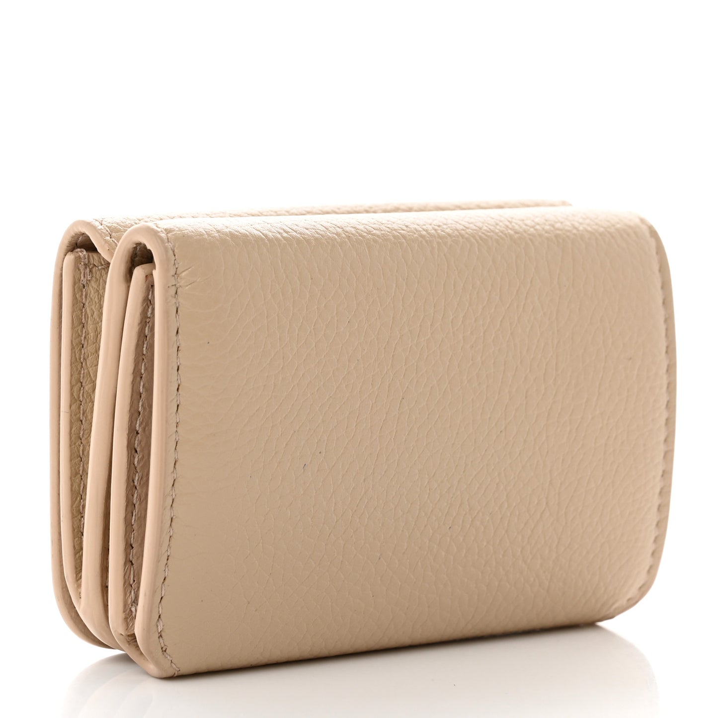 Grained Calfskin Logo Mini Cash Wallet Light Beige Black