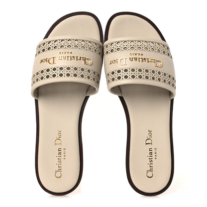 Christian Dior Calfskin Lambskin Micro Cannage D-Lane Flat Slide Sandals 36 Light Ecru 2 of 11