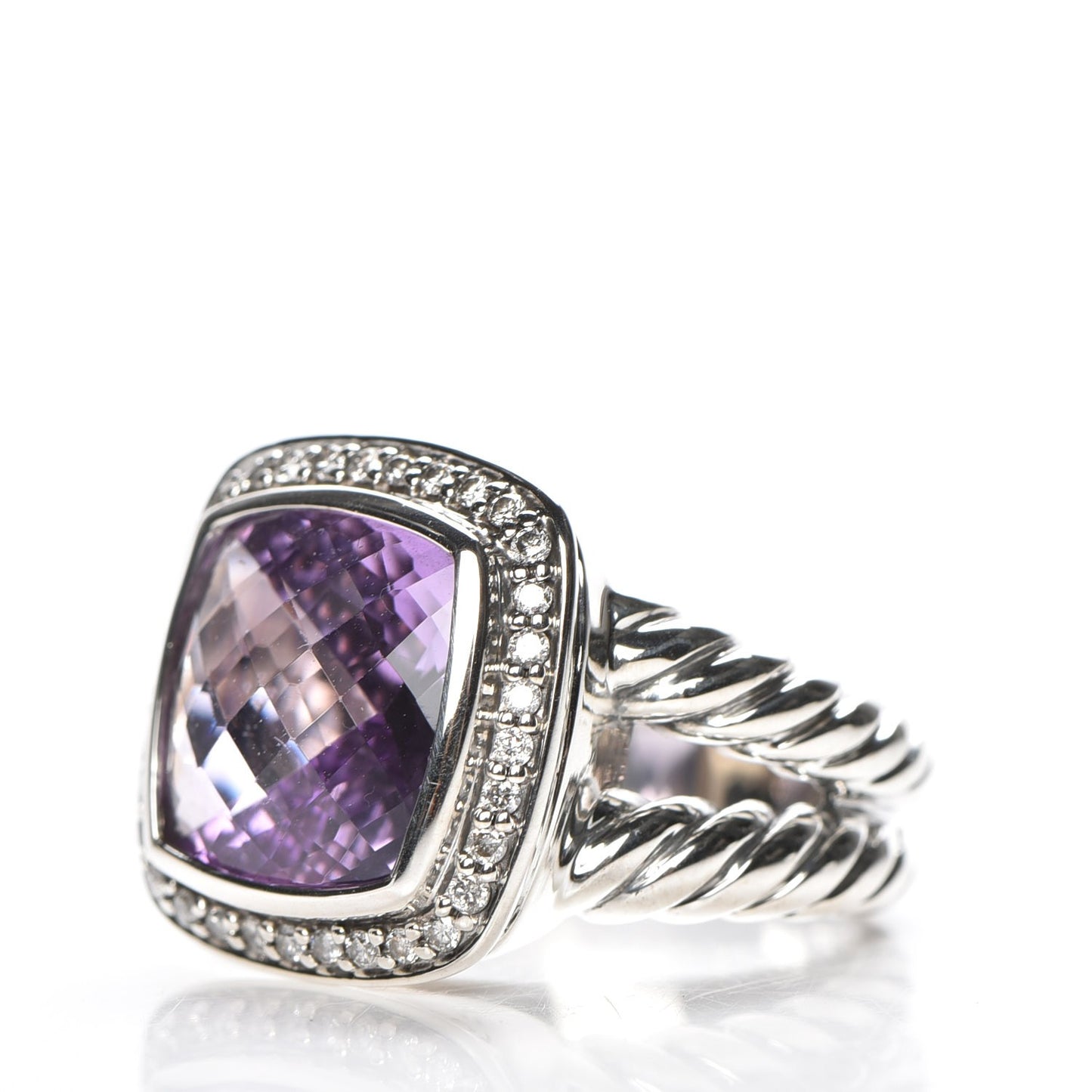 Sterling Silver Diamond Amethyst 11mm Albion Ring 51.5 6