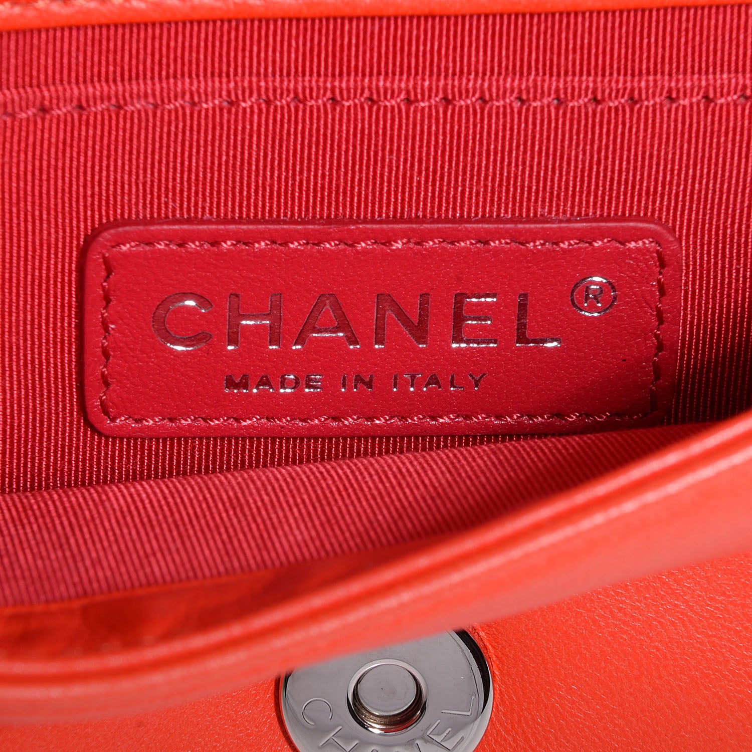 Chanel Plexiglass Patent Mini Boy Brick Flap Orange Red 6 of 7