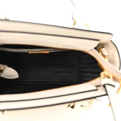 Prada Saffiano Soft Calfskin Mini Zippered Tote Bianco 4 of 9