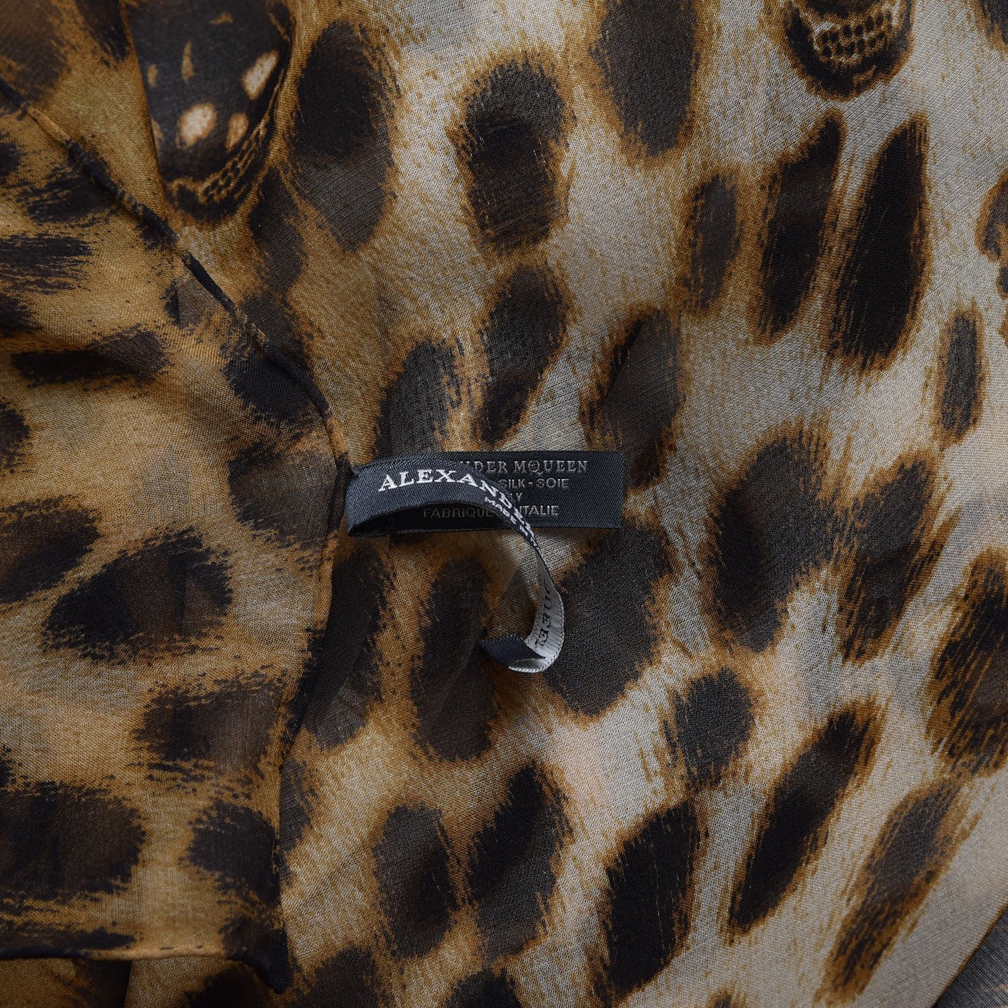 Silk Chiffon Leopard Skull Scarf Brown