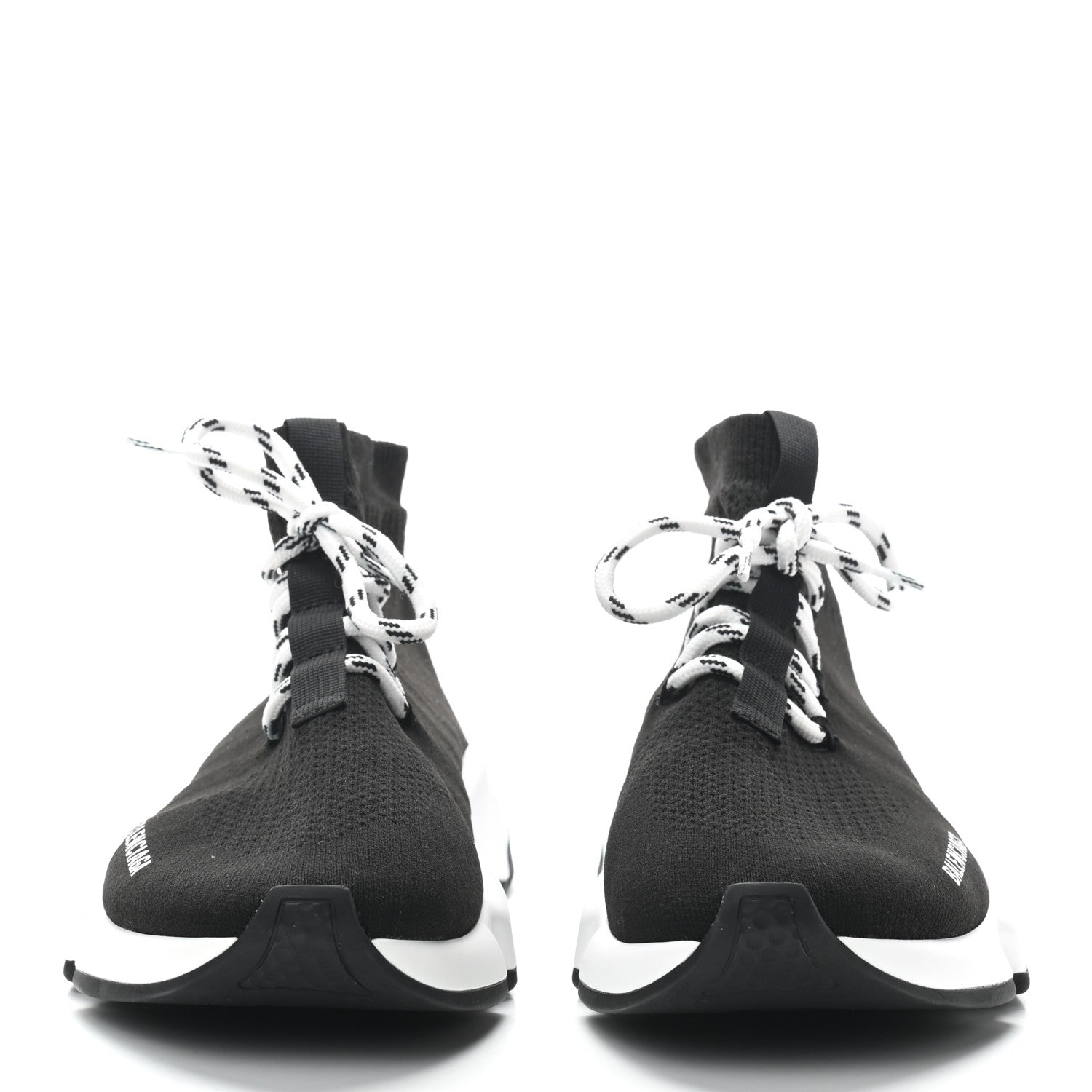 Balenciaga Recycled Knit Bi-Color Sole Womens Speed Lace Up Sneakers 40 Black White 2 of 8