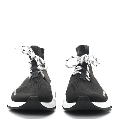 Balenciaga Recycled Knit Bi-Color Sole Womens Speed Lace Up Sneakers 40 Black White 2 of 8