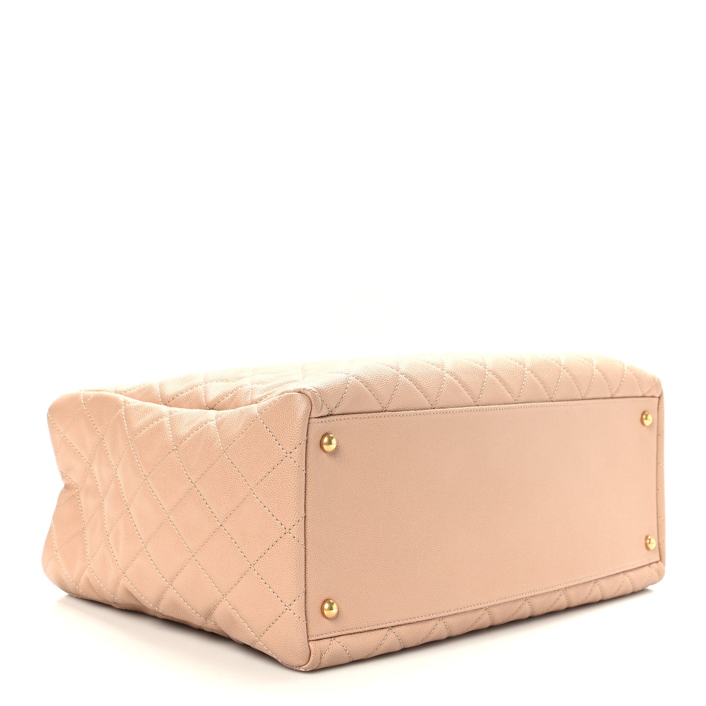 Caviar Quilted Large Coco Handle Shopping Tote Beige