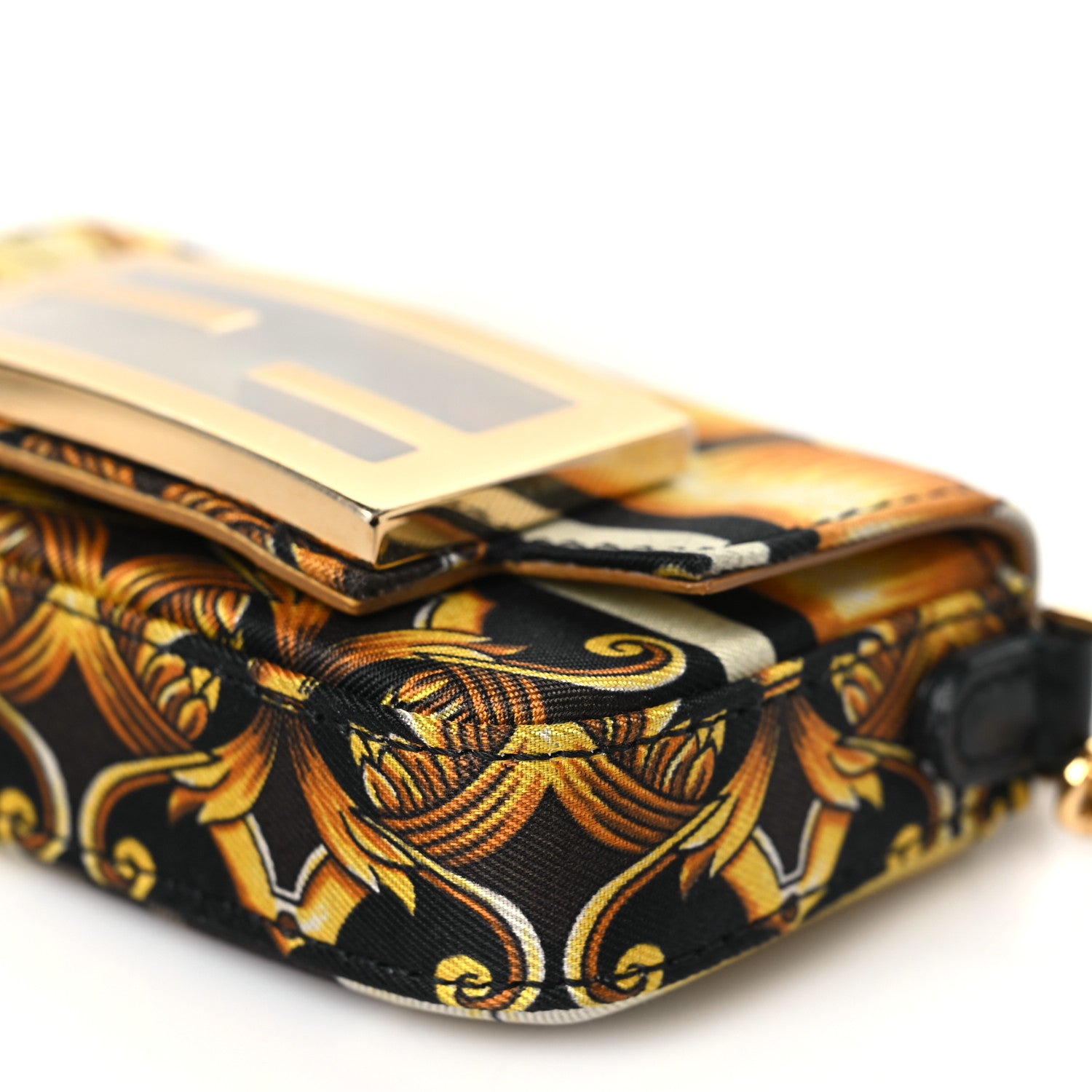 Fendi X VERSACE Silk Fendace FF Baroque Nano Brooch Baguette Black Gold 8 of 8