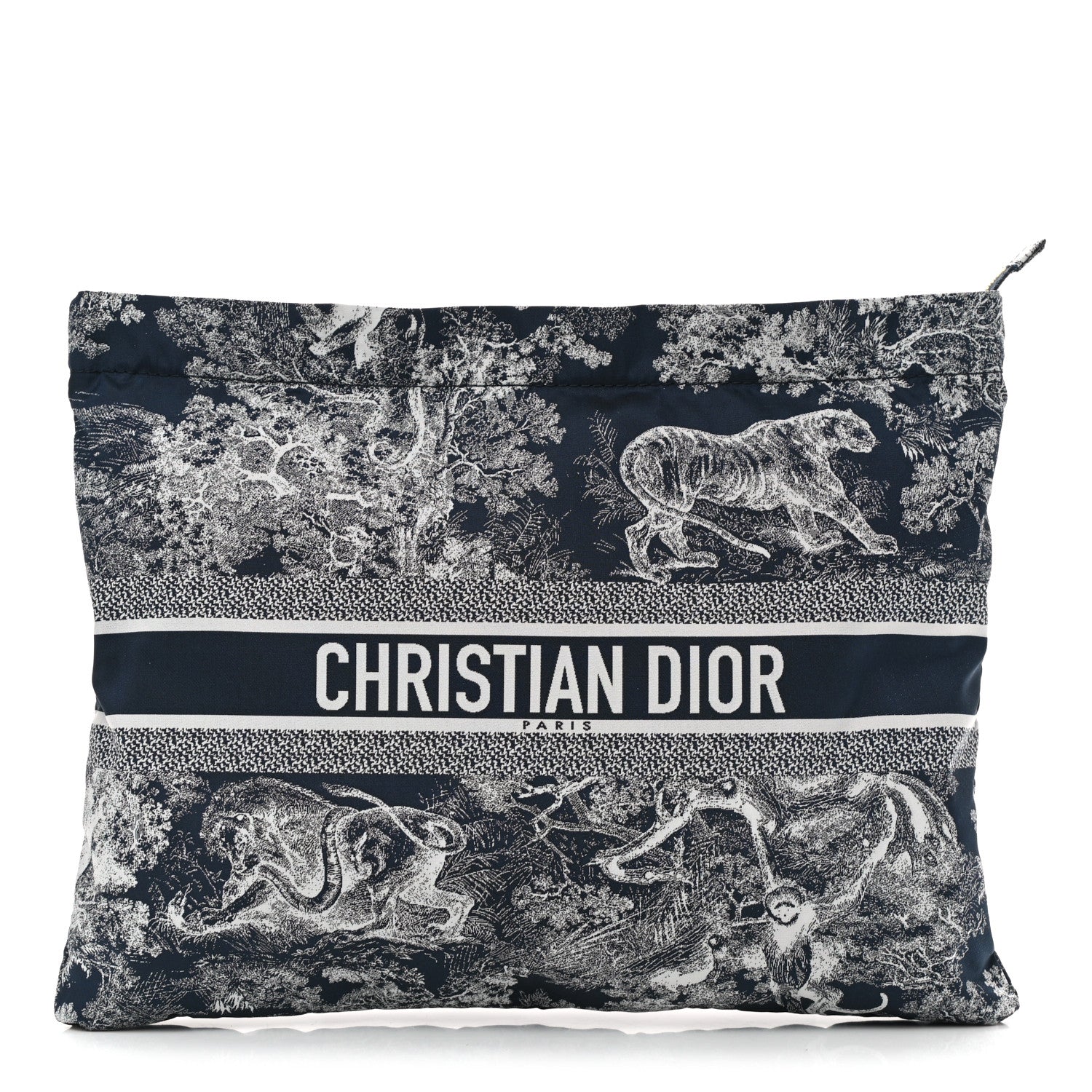 Christian Dior Technical Fabric Toile De Jouy Reverse Diortravel Zipped Pouch Blue Multicolor 1 of 8