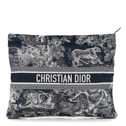 Christian Dior Technical Fabric Toile De Jouy Reverse Diortravel Zipped Pouch Blue Multicolor 1 of 8