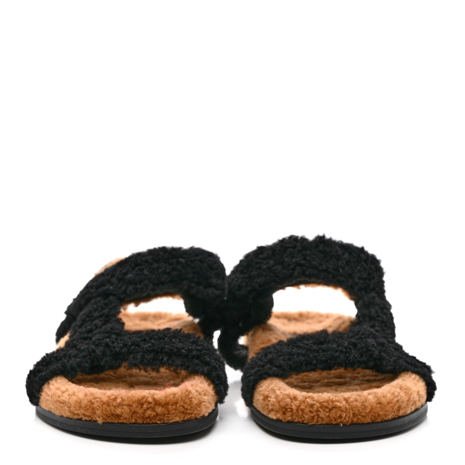Fendi Shearling FF Fendi Feel Sandals 40 Tobacco Black 2 of 8