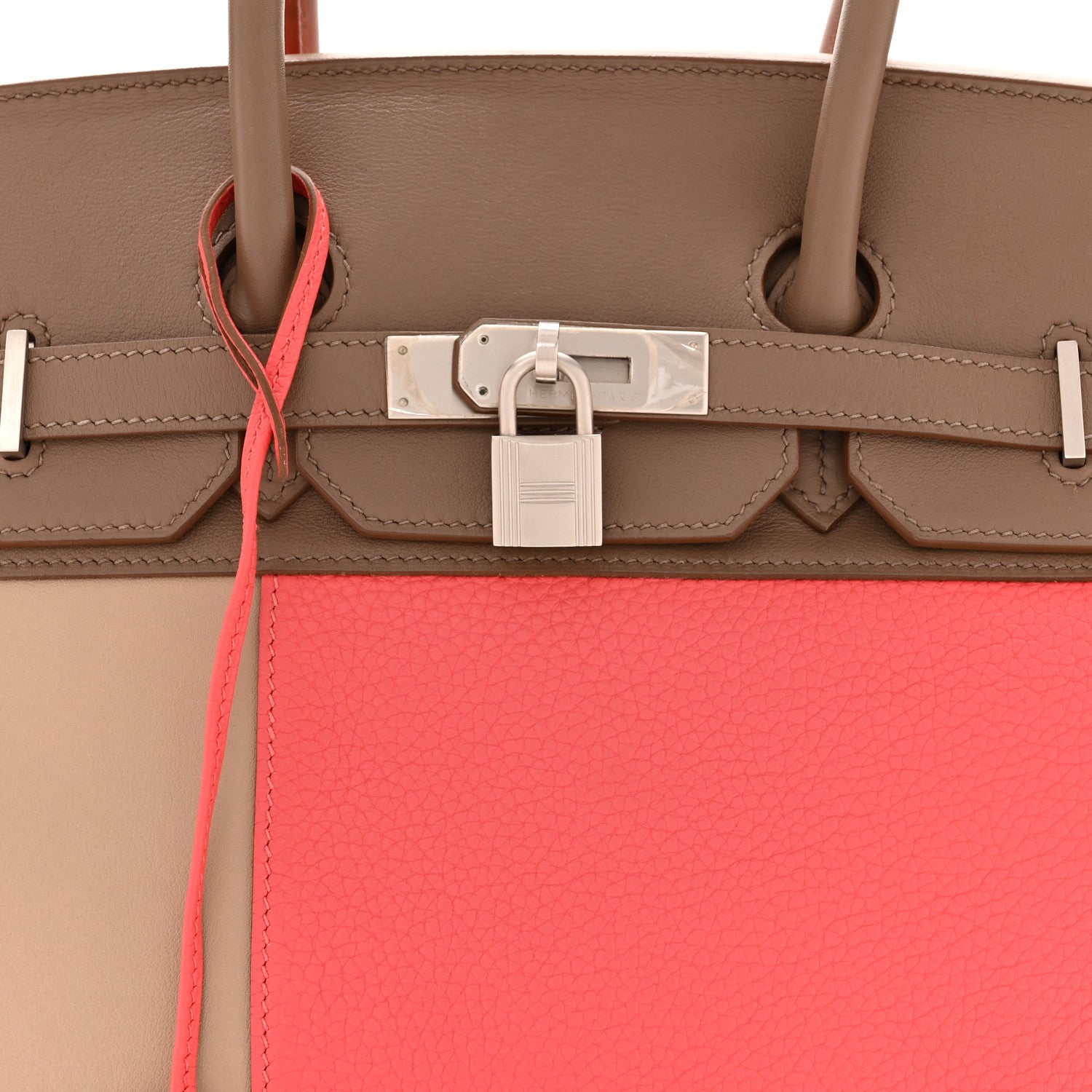 Hermes Togo Tadelakt Swift Casaque Tri-Color Birkin 35 Rose Jaipur Argile Etoupe 8 of 12