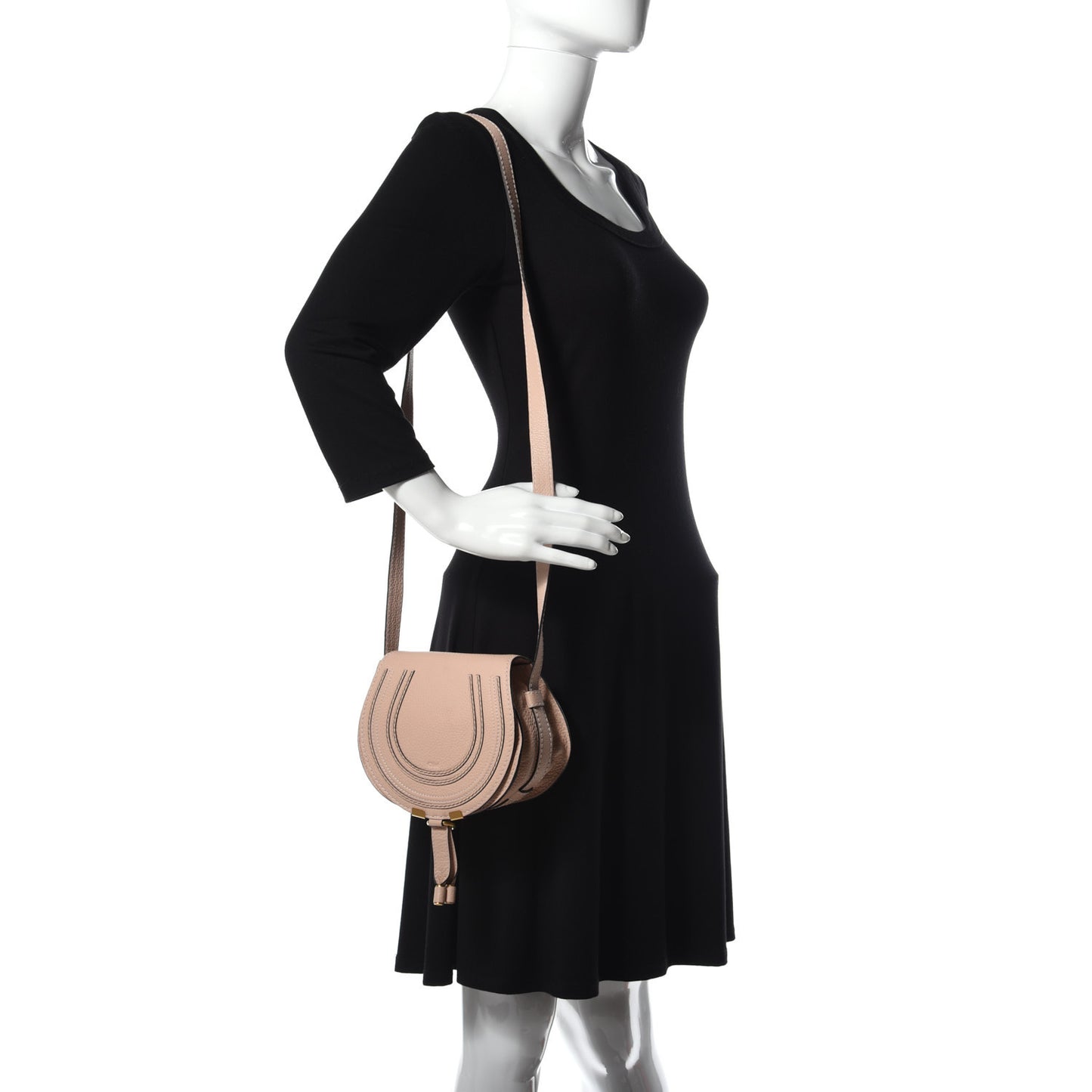 Calfskin Mini Marcie Round Crossbody Bag Blush Nude