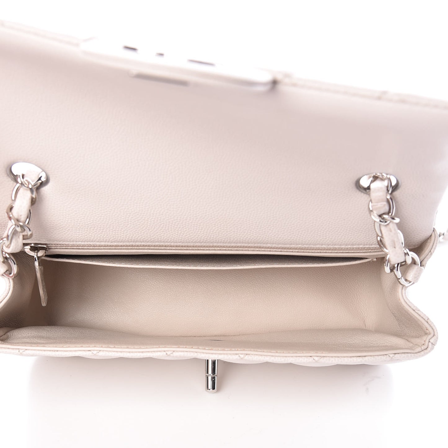 Caviar Quilted Mini Rectangular Flap Ivory
