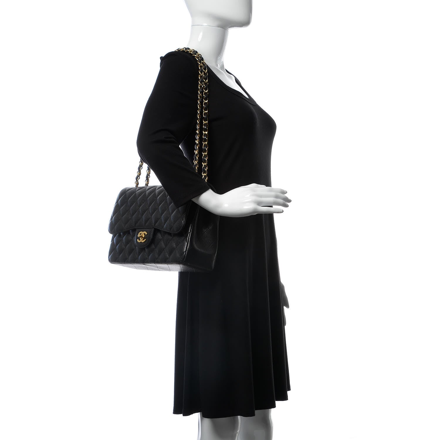 Chanel Caviar Quilted Jumbo Double Flap Black 3 of 10