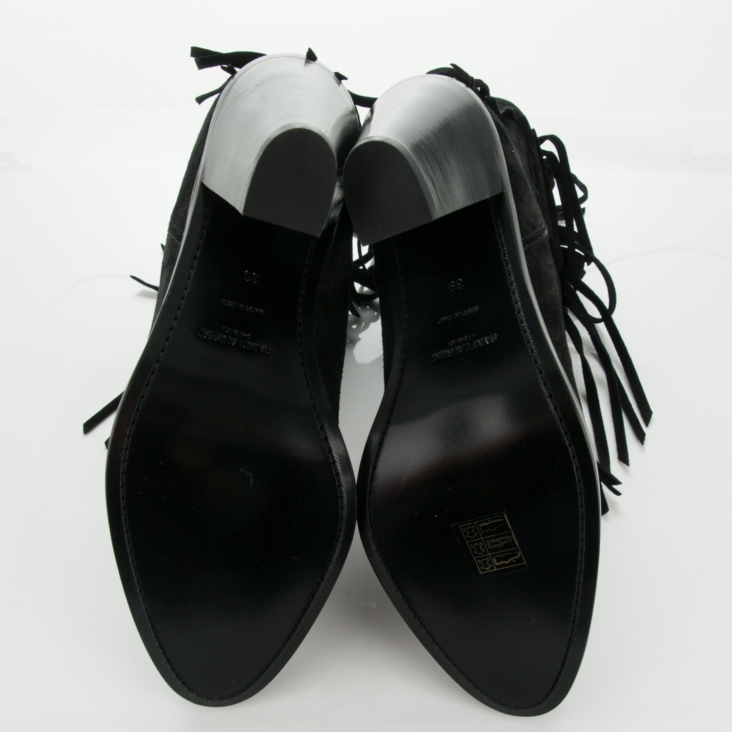 Saint Laurent Suede Fringe Curtis 80 Ankle Boots 39 Black 5 of 6