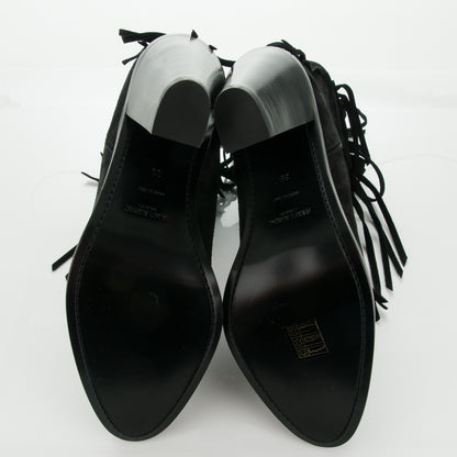 Saint Laurent Suede Fringe Curtis 80 Ankle Boots 39 Black 5 of 6