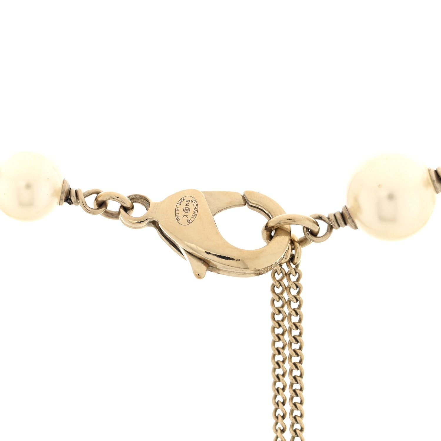 Chanel Metal Pearl Resin CC Pendant Necklace Gold Multicolor 4 of 5