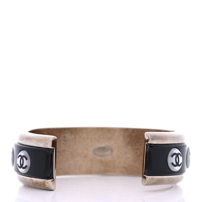 Chanel Resin CC Cuff Black White Gold 3 of 5