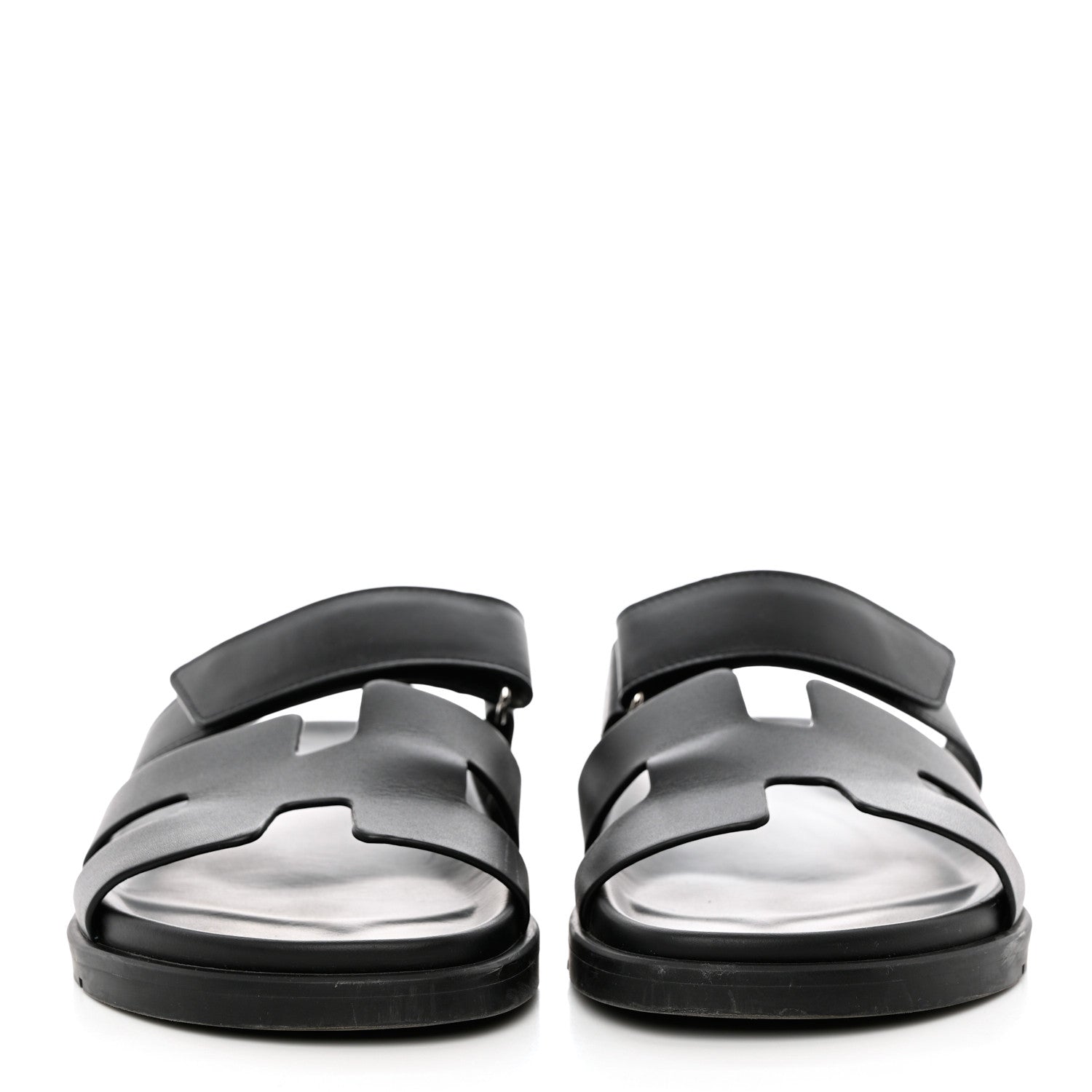 Hermes Calfskin Womens Chypre Sandals 39.5 Black 2 of 12