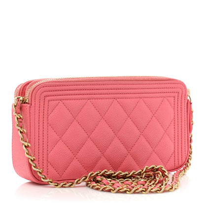 Chanel Caviar Quilted Small Boy Clutch With Chain Pink 3 of 14