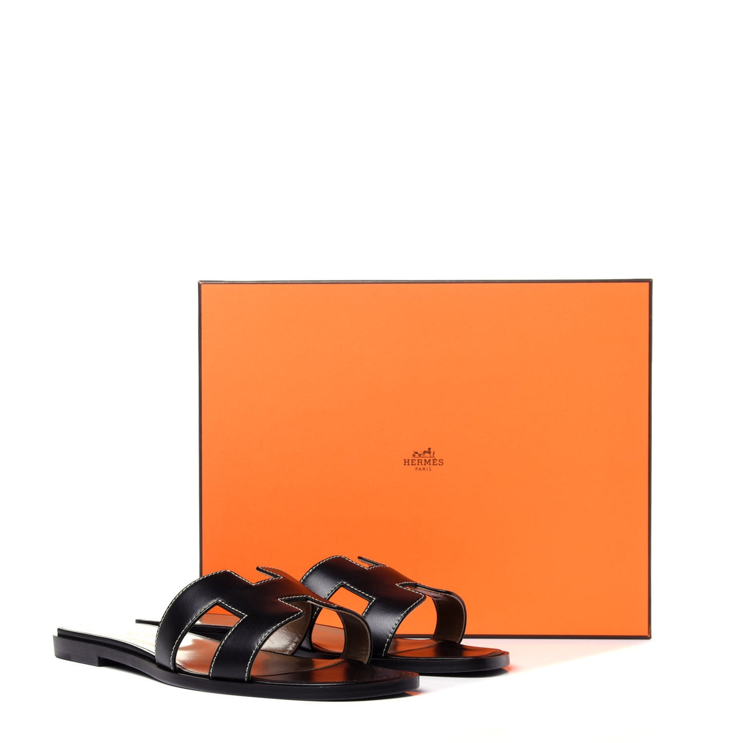 Box Calfskin Oran Sandals 38.5 Black