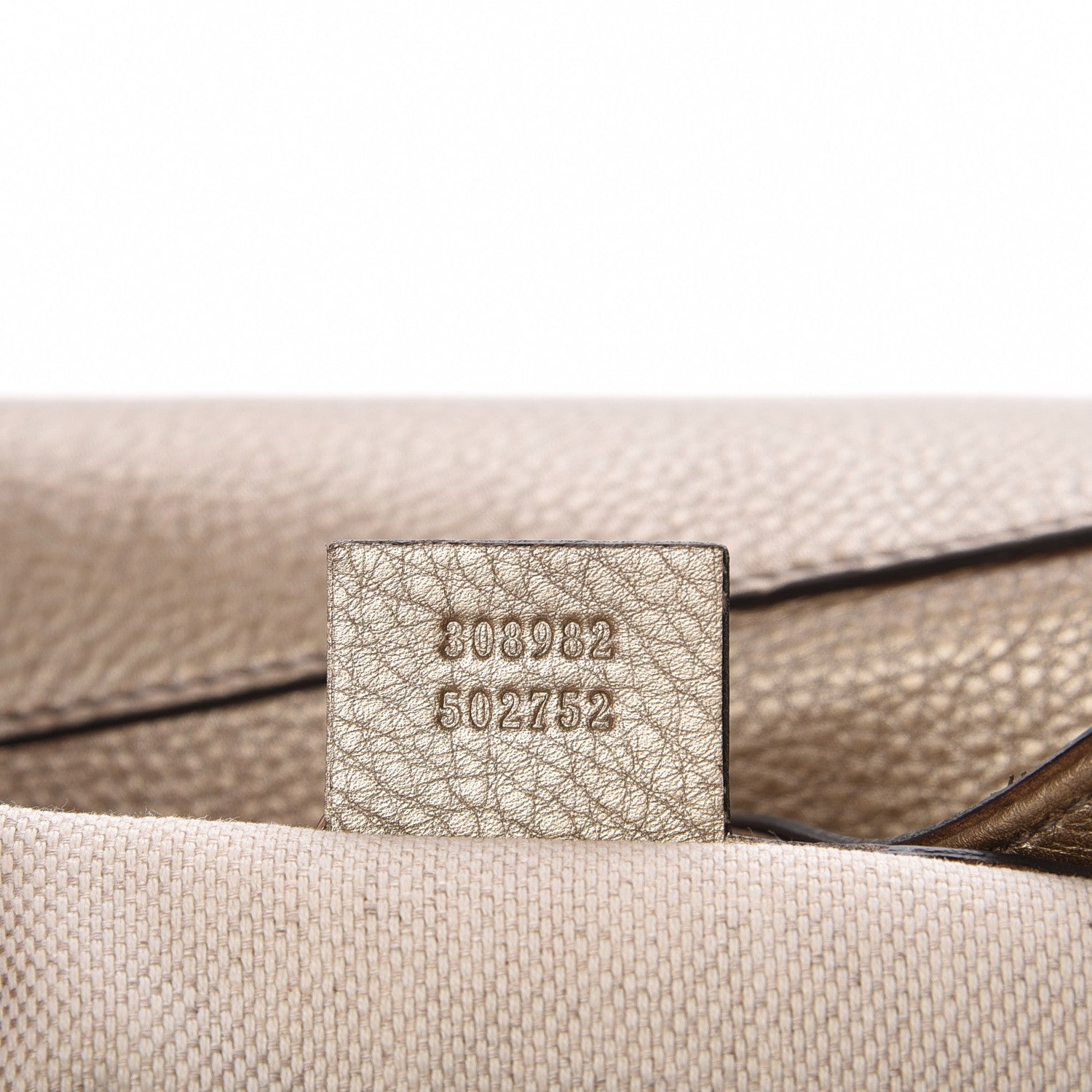 Gucci Metallic Pebbled Calfskin Medium Soho Chain Shoulder Bag Golden Beige 6 of 7