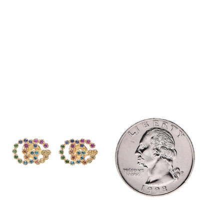 Gucci 18K Yellow Gold Sapphire Topaz Tsavorite Citrine Running G Stud Earrings 2 of 4