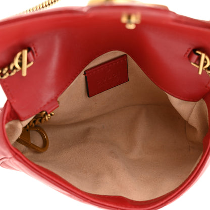 Gucci Calfskin Matelasse Super Mini GG Marmont Shoulder Bag Hibiscus Red 5 of 10