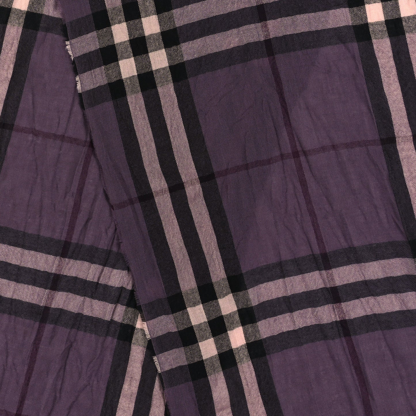 Wool Silk Gauze Giant Check Scarf Purple