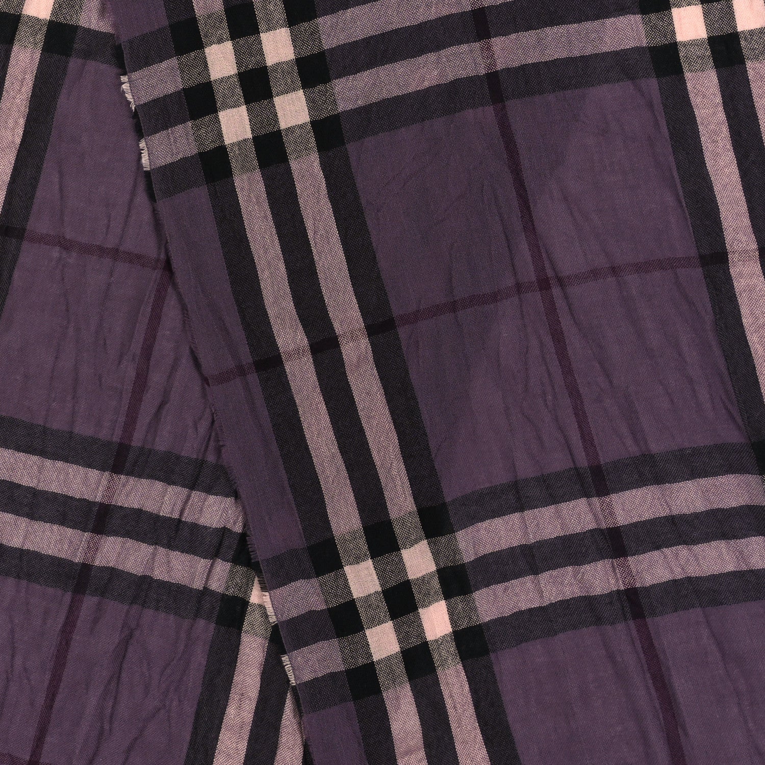 Burberry Wool Silk Gauze Giant Check Scarf Purple 4 of 4