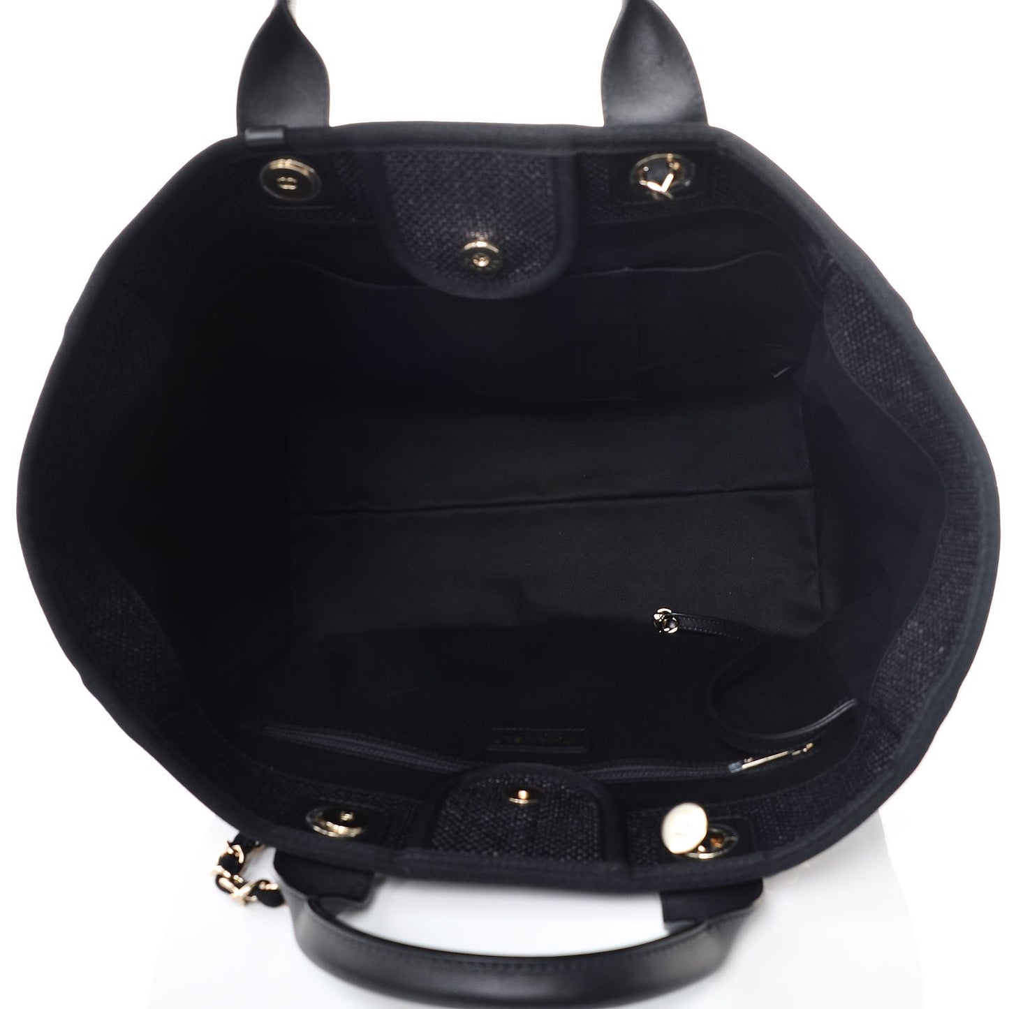 Woven Straw Raffia Large Deauville Tote Black