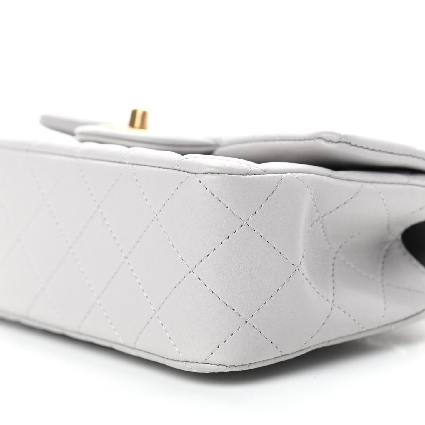 Lambskin Quilted Mini Top Handle Rectangular Flap Grey