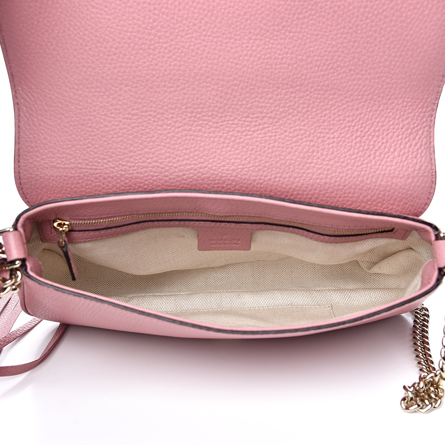 Gucci Pebbled Calfskin Medium Soho Flap Crossbody Pink 5 of 10