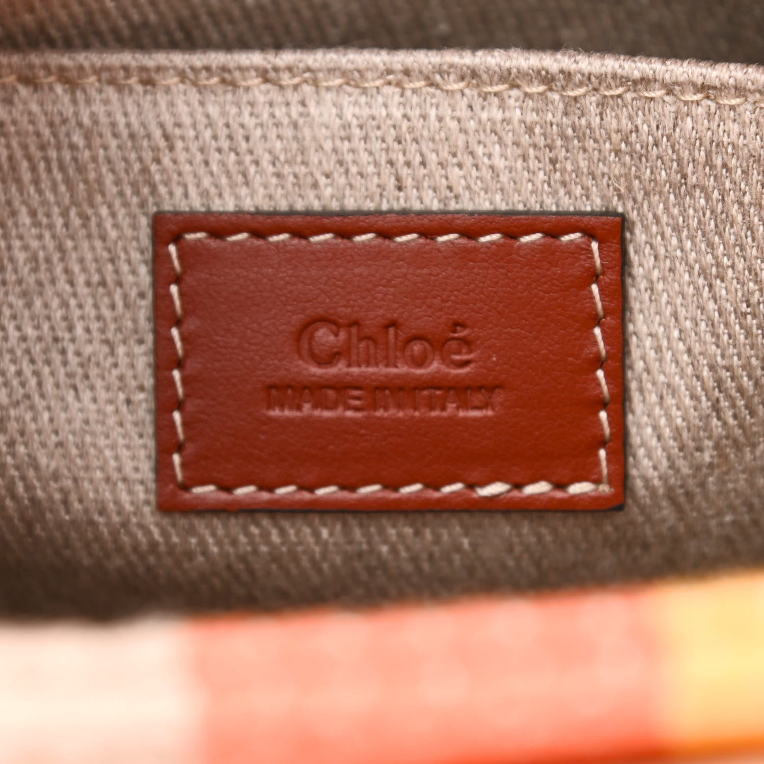 Chloe Cotton Calfskin Small Woody Striped Ribbon Tote Multicolor 6 of 10