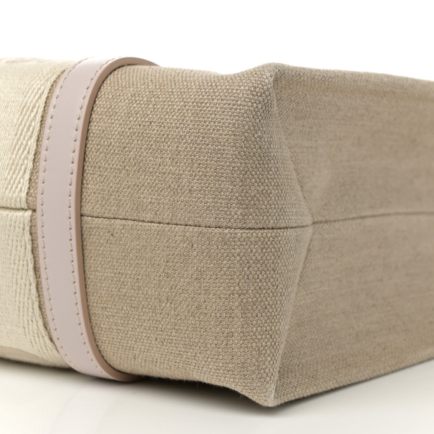 Linen Calfskin Medium Woody Ribbon Tote Cement Pink