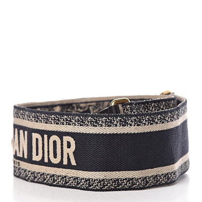 Christian Dior Canvas Embroidered Shoulder Strap Blue 2 of 5