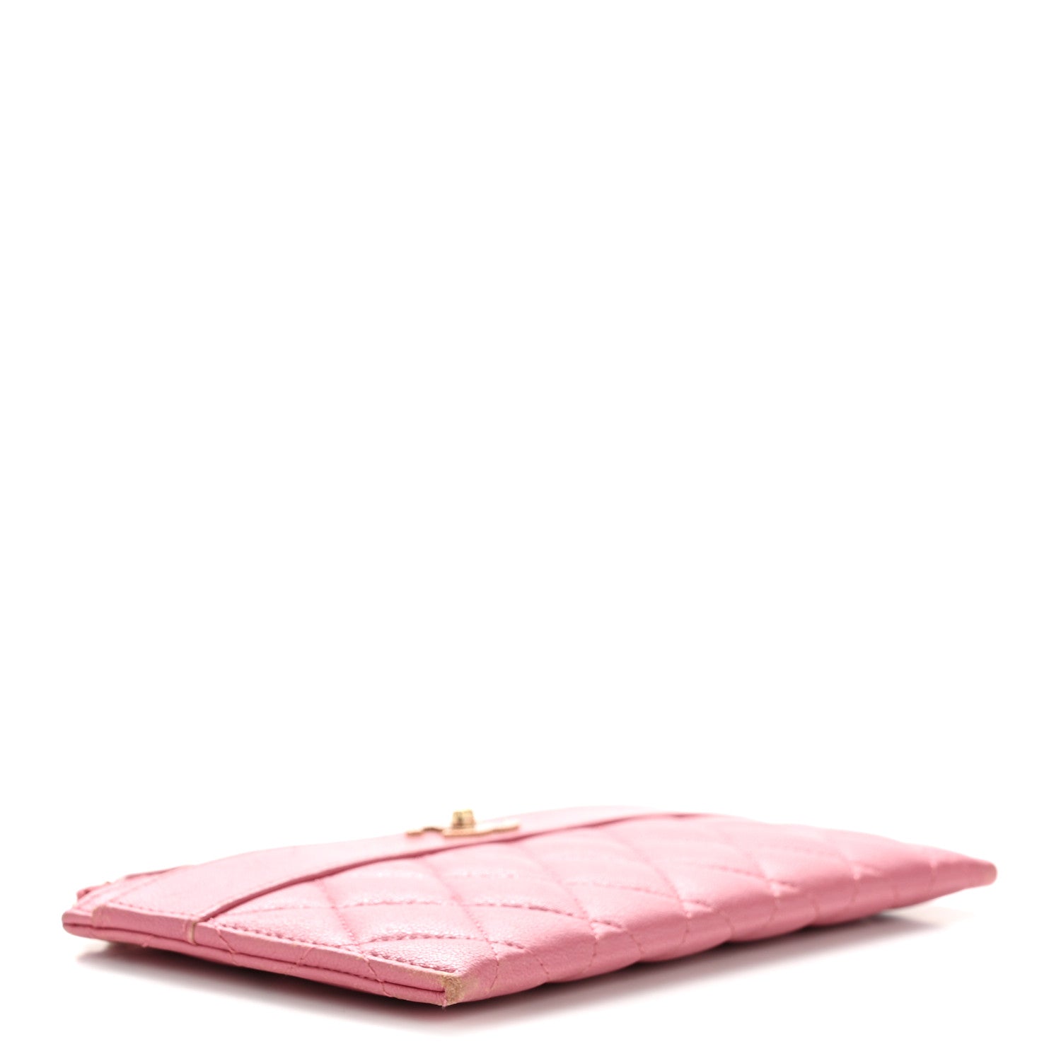 Chanel Sheepskin Quilted Mademoiselle Vintage Zip Pouch Red Pink 4 of 10