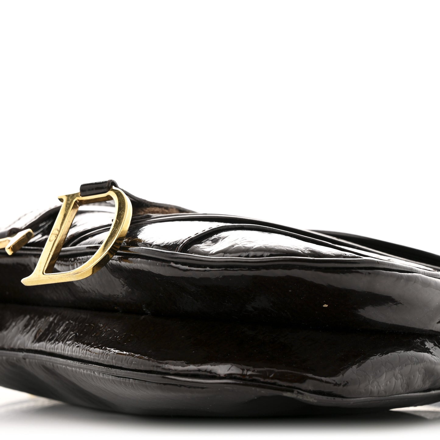Patent Diorissimo Double Saddle Bag Dark Brown