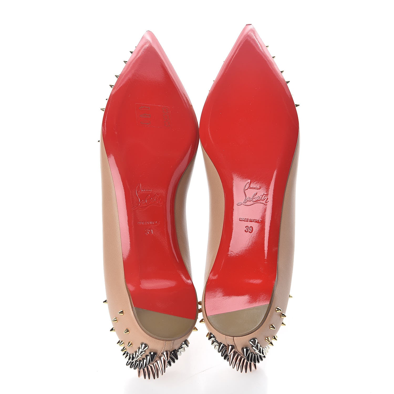 Christian Louboutin Nappa Goldoflat Spikes Flats 39 Nude 7 of 7